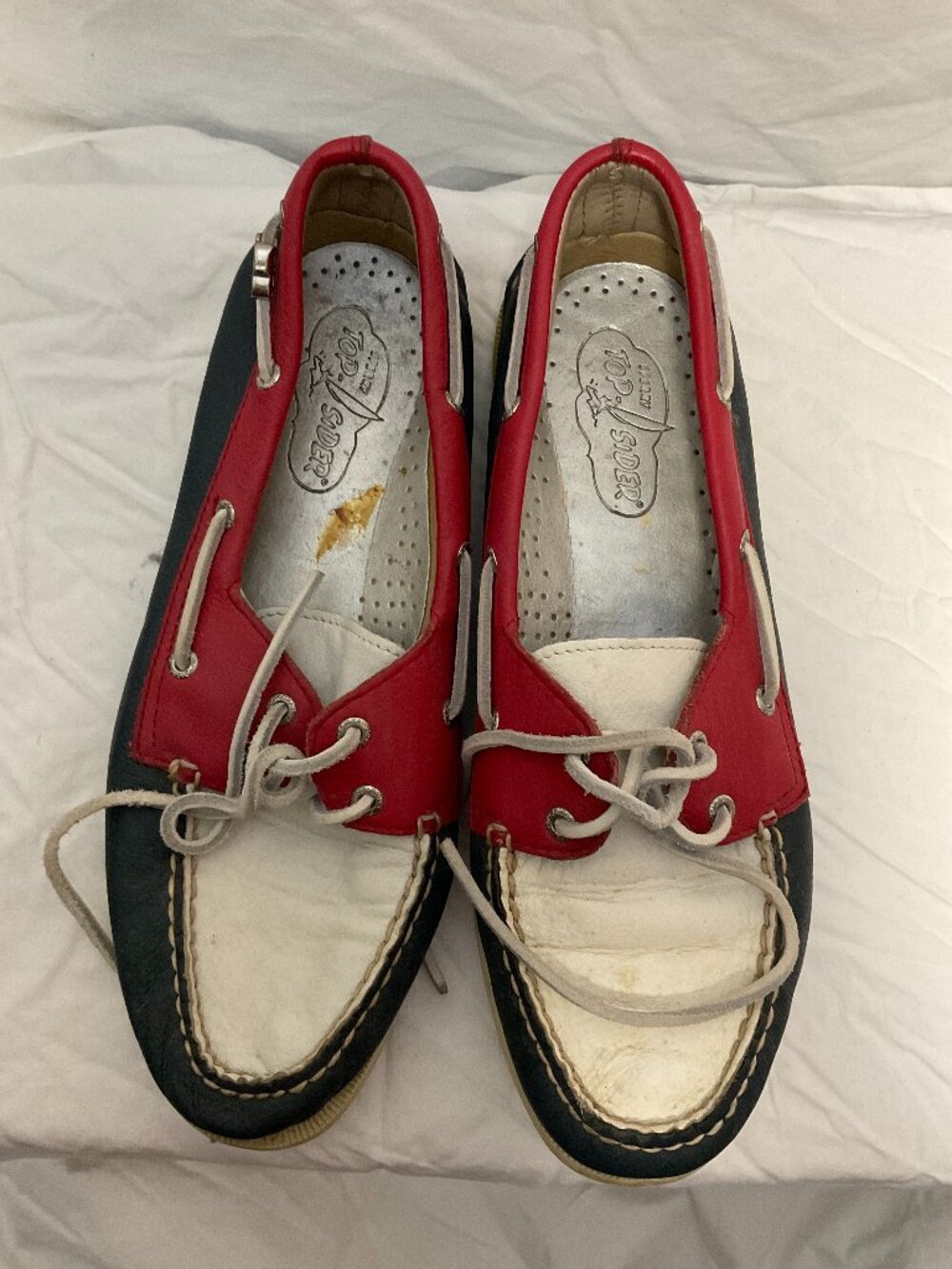 Sperry Red Navy White Boat Shoes